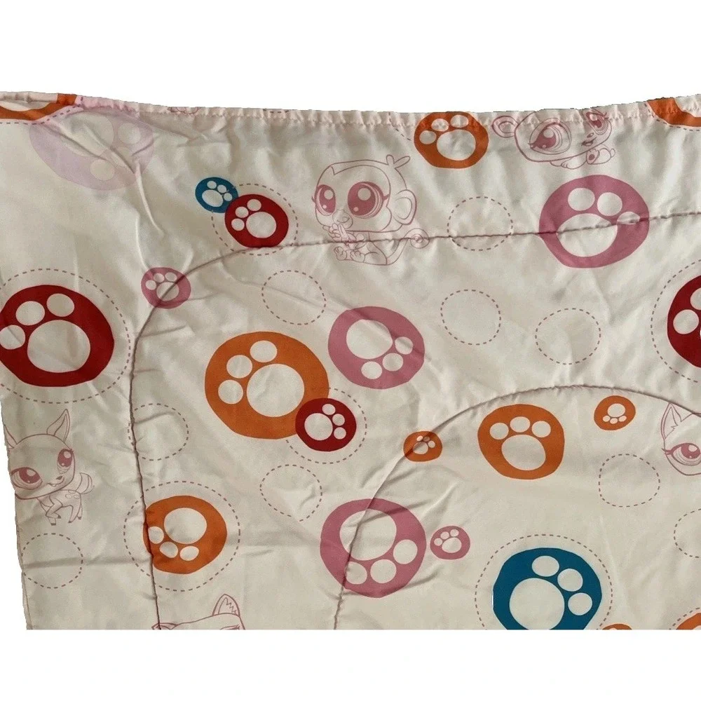Vintage Littlest Pet Shop Reversible Pink Comforter Blanket 83